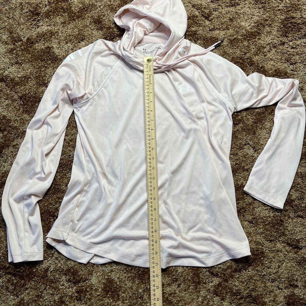 Under Armour Hoodie Womens Large Drawstring Pullover Sweatshirt Pink Long Sleeve - Picture 9 of 11